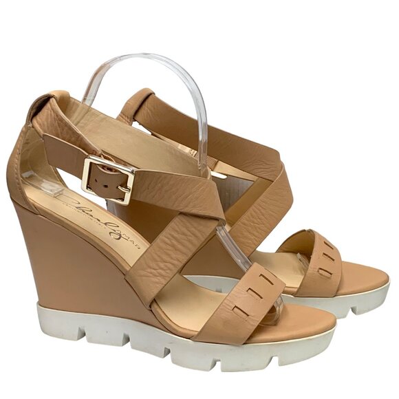 CHARLY AMAR Brew Leather Strappy Platform Wedge Sandals - Picture 6 of 11